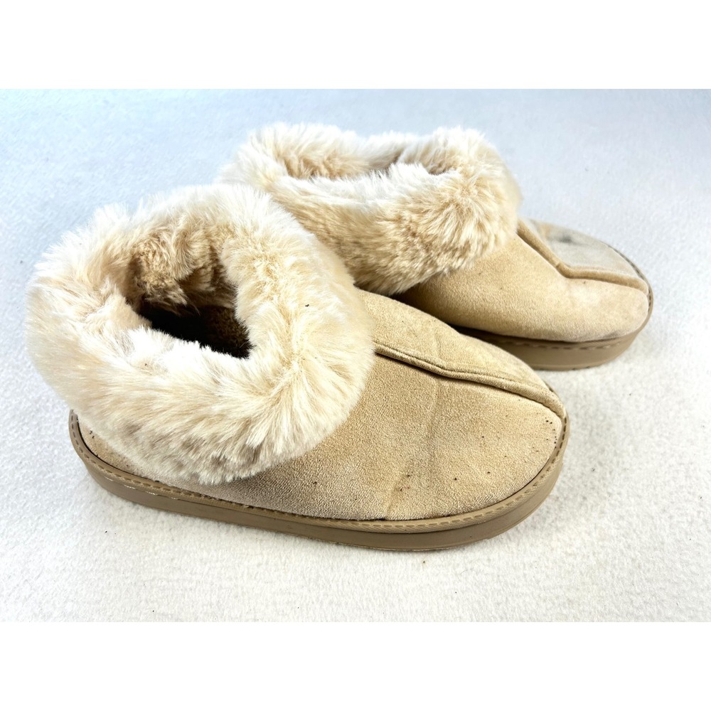 Womens Tan Faux Fur Lined Suede Booties Slip On Casual Winter Boots Size 42-43